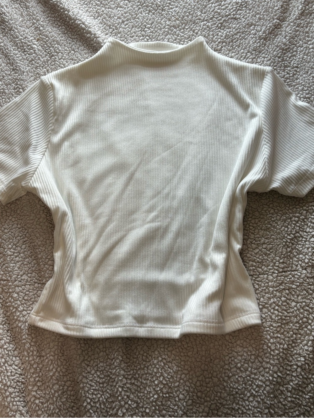 Ribbed Mock Neck Short Sleeve Top in White